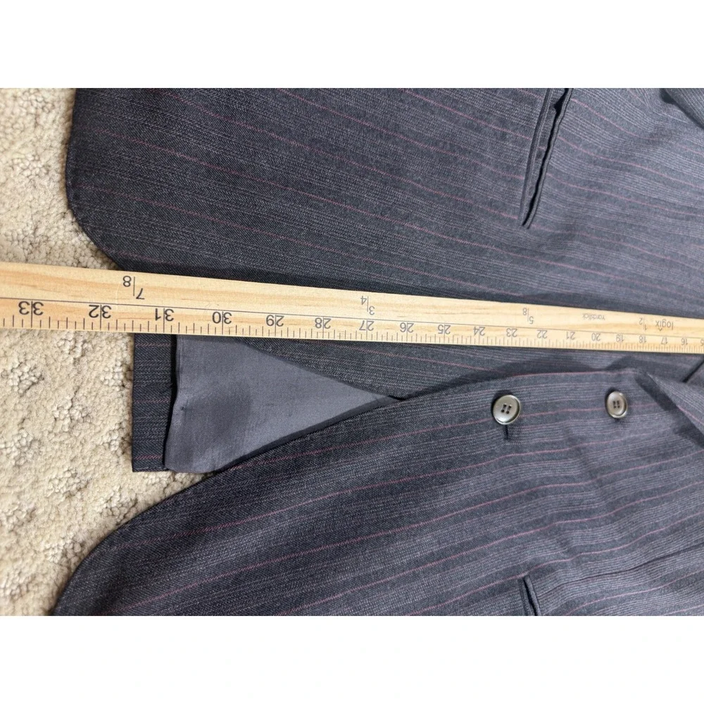 Canali Milano for Macy's Grey Red Pinstripe Blazer Sport Coat Made in Italy 42R